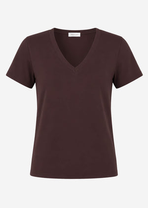 T-Shirt mit V-Ausschnitt - braun