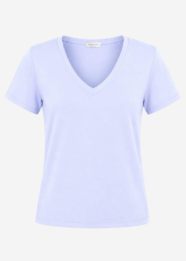 T-Shirt mit V-Ausschnitt - flieder