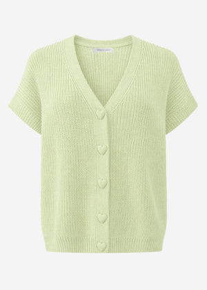 Strickweste mit Herzknöpfen - salbeigrün