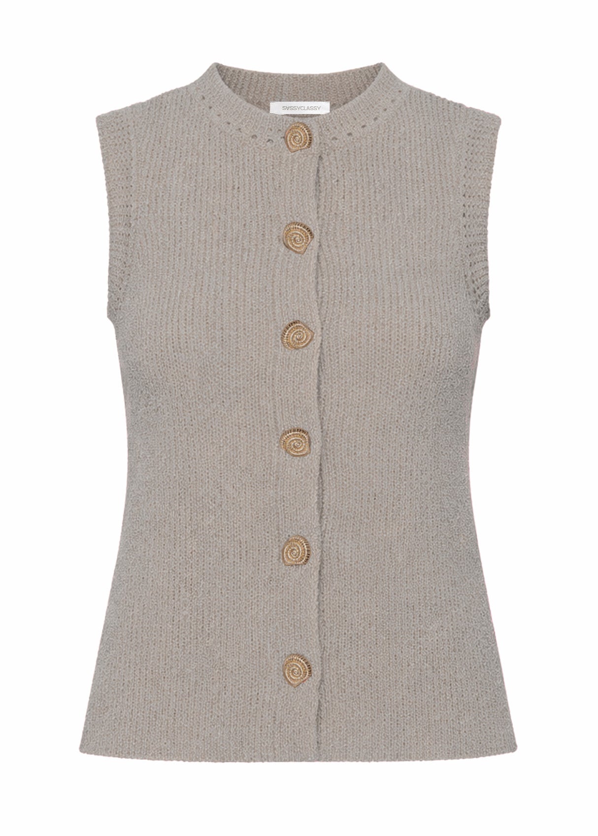 Strick Top mit Muschelknöpfen - taupe
