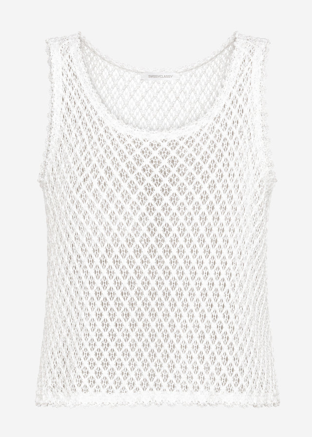 Mesh top with sequins - white