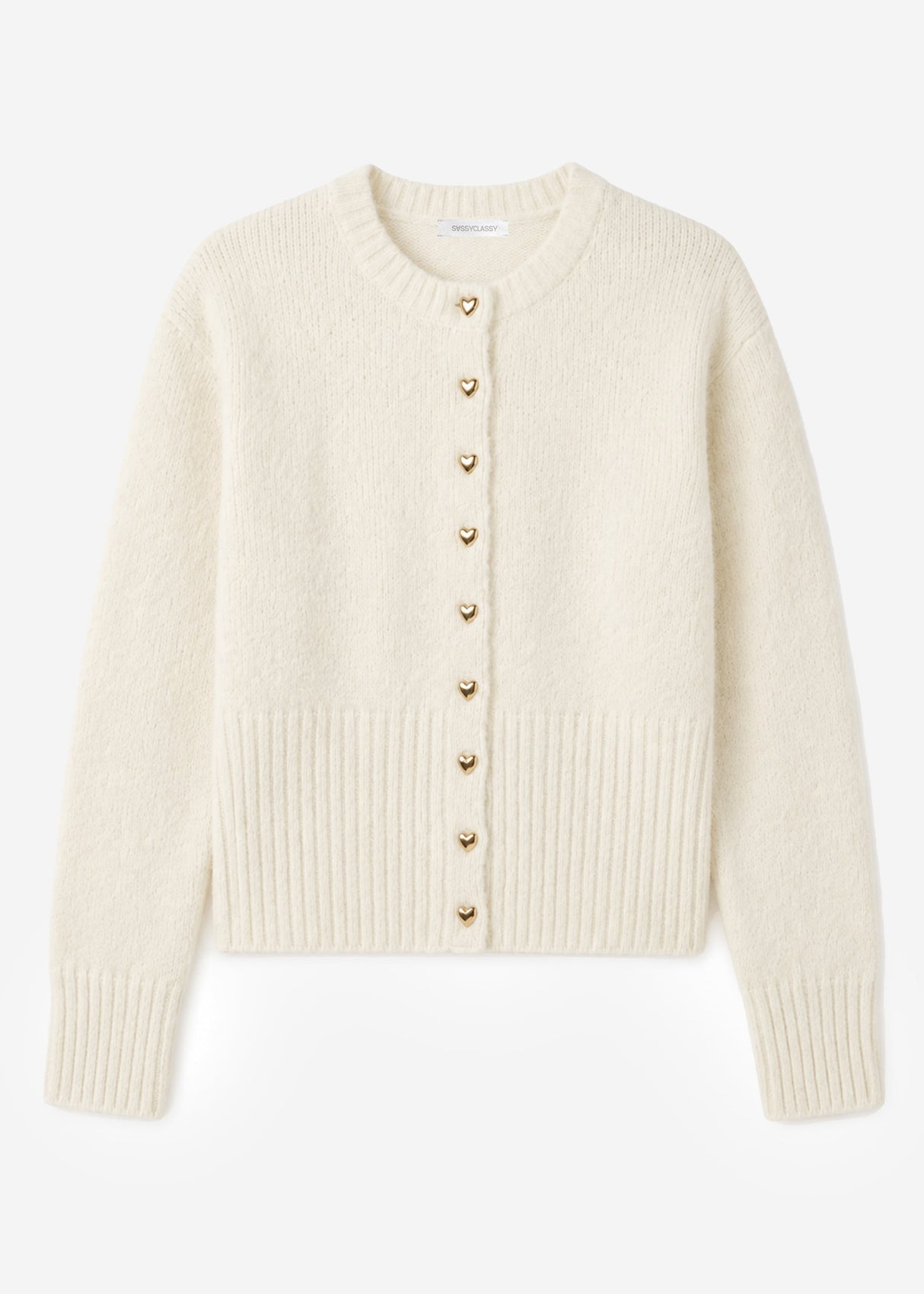 Strickjacke mit Herzknöpfen - offwhite