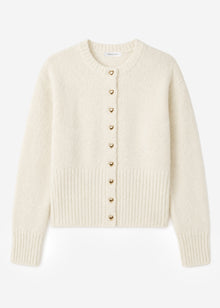 Strickjacke mit Herzknöpfen - offwhite