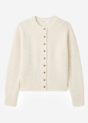 Strickjacke mit Herzknöpfen - offwhite