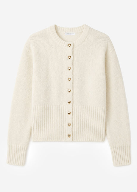 Strickjacke mit Herzknöpfen - offwhite