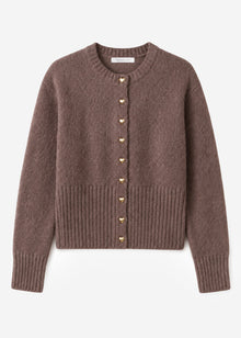 Strickjacke mit Herzknöpfen - braun