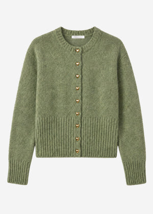 Strickjacke mit Herzknöpfen - khaki