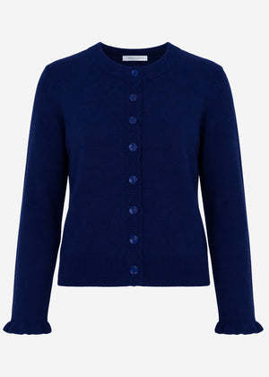 Strickjacke mit Volants - dunkelblau