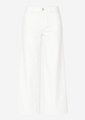 Highwaist Baumwoll-Hose mit weitem Bein - offwhite