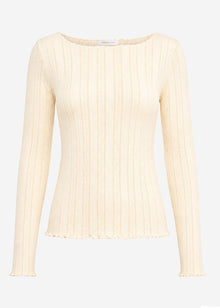 Pointelle long-sleeved top - butter yellow