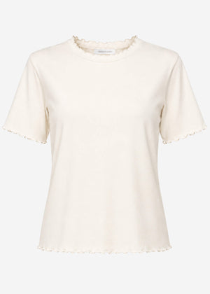 T-Shirt mit Wellenkante - offwhite
