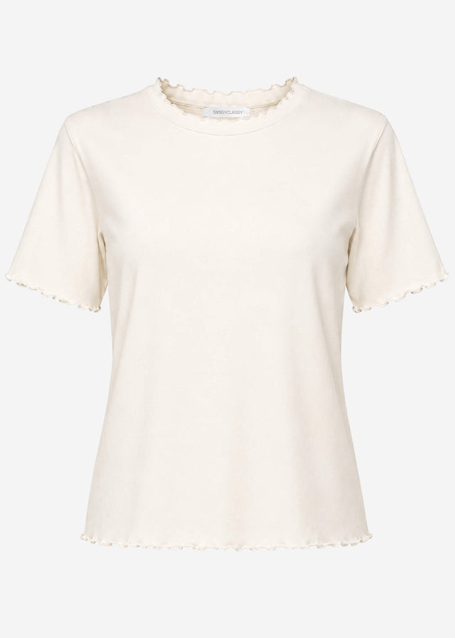 T-shirt with scalloped edge - off-white