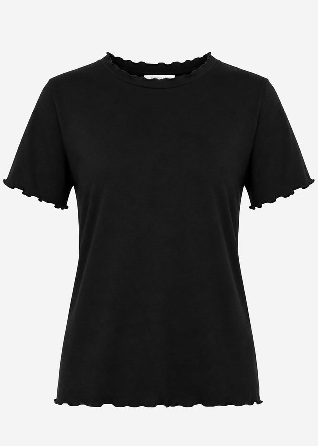 T-shirt with scalloped edge - black