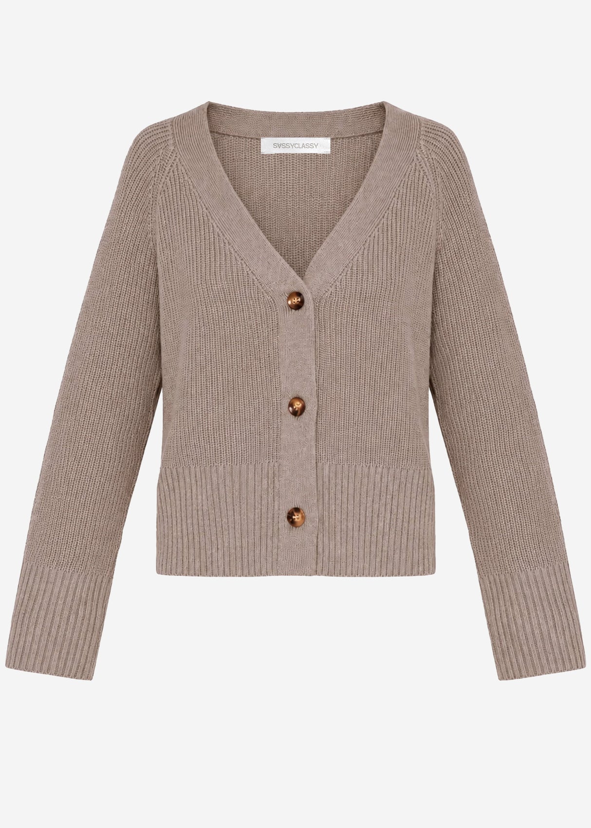 Cardigan in gerippter Struktur - taupe