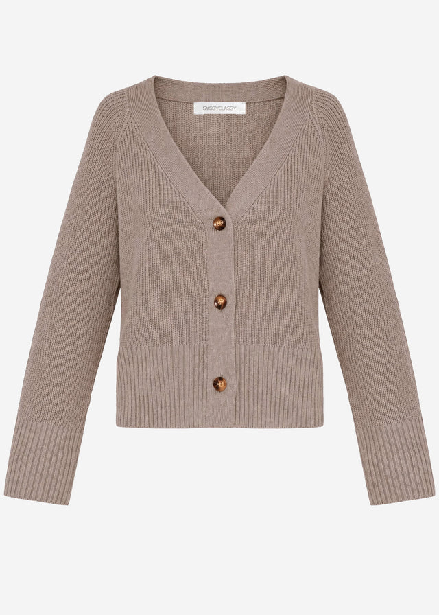 Cardigan in gerippter Struktur - taupe