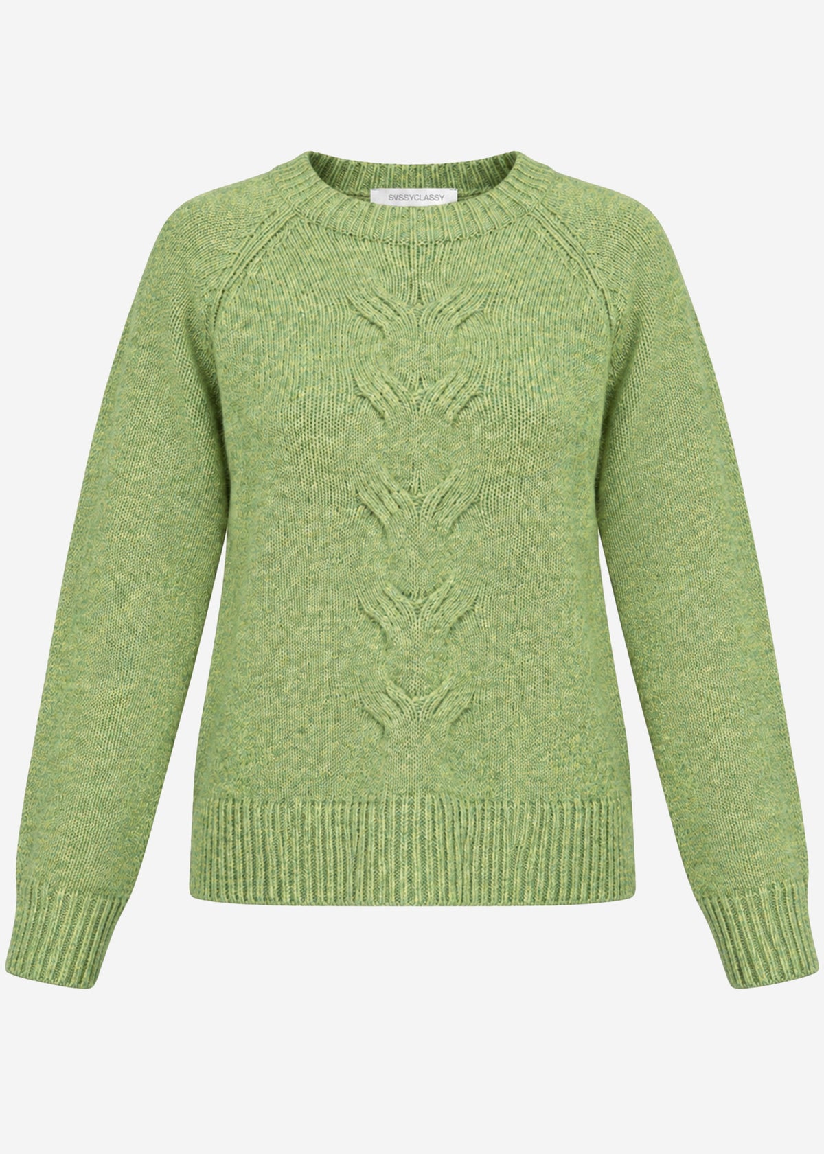 Strickpullover mit Zopfmuster - grün