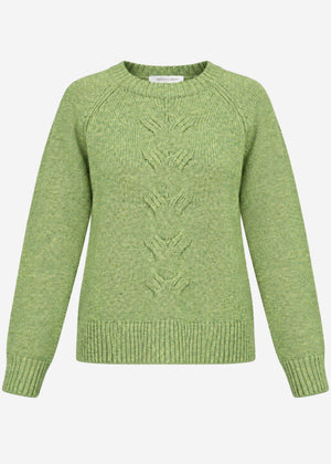Strickpullover mit Zopfmuster - grün