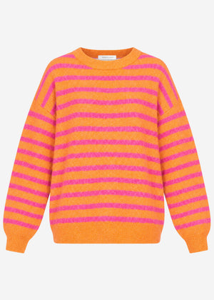 Strickpullover mit Streifen-Design - pink-orange