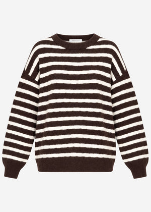 Strickpullover mit Streifen-Design - braun-offwhite