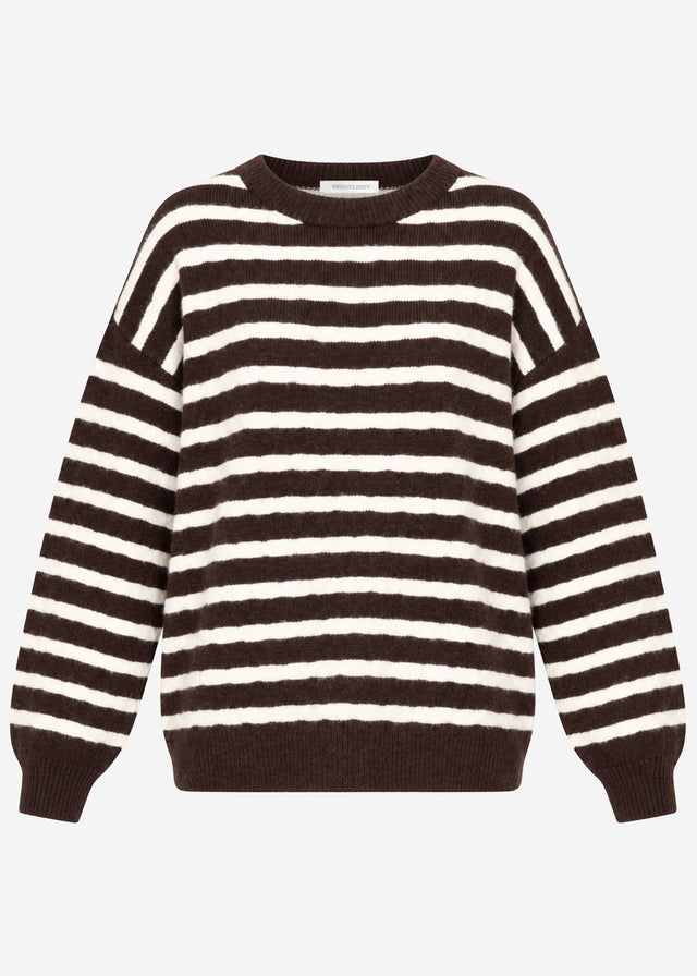 Strickpullover mit Streifen-Design - braun-offwhite