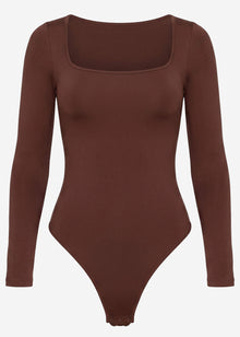 Bodysuit Sculpting Shapewear Langarm mit String - braun