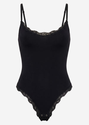 Bodysuit Sculpting Shapewear mit String und Spitze - schwarz