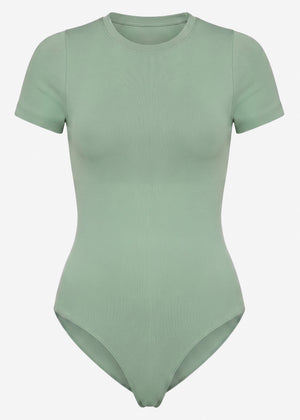 Bodysuit Sculpting Shapewear Kurzarm - salbeigrün
