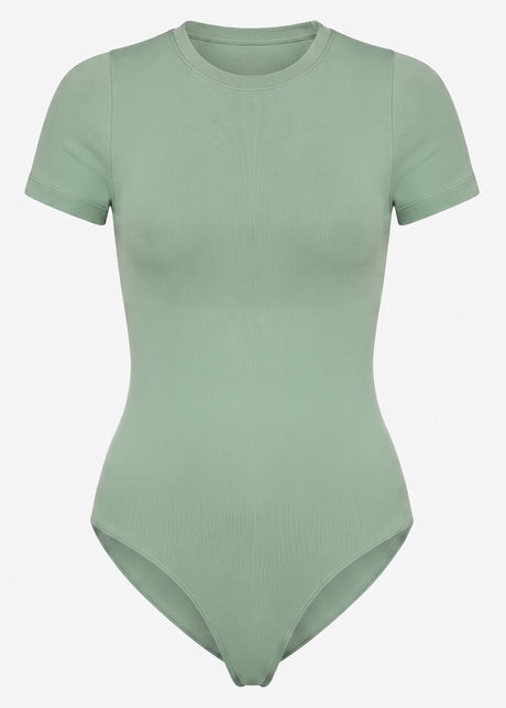 Bodysuit Sculpting Shapewear Kurzarm - salbeigrün