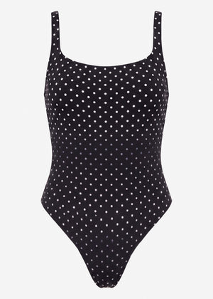 Bodysuit Soft Shapewear mit String und Punkte-Print - schwarz