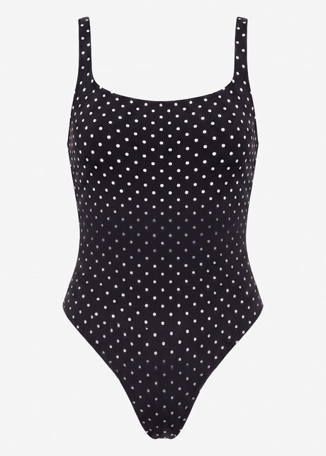 Bodysuit Soft Shapewear mit String und Punkte-Print - schwarz