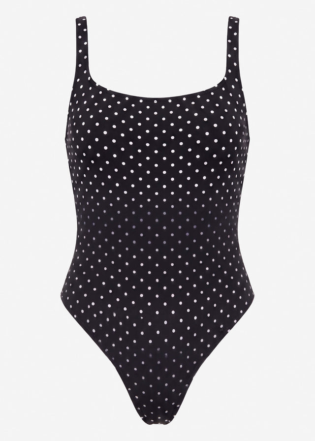 Bodysuit Soft Shapewear mit String und Punkte-Print - schwarz