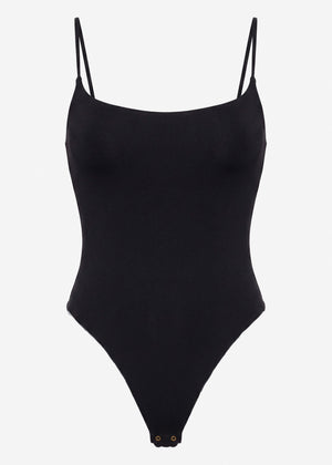 Bodysuit Soft Shapewear mit String und Spaghetti Träger - schwarz