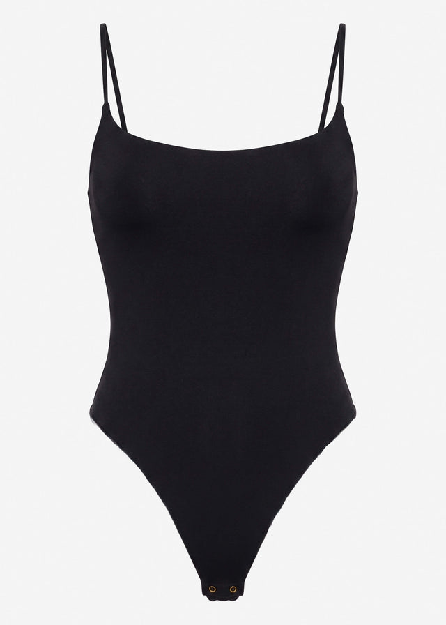 Bodysuit Soft Shapewear mit String und Spaghetti Träger - schwarz