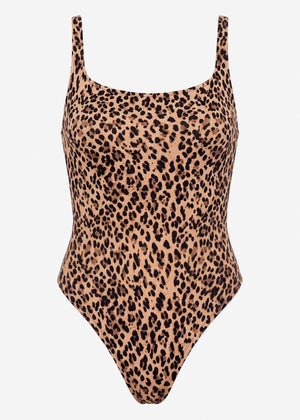 Bodysuit Soft Shapewear mit String und Leo-Print - braun