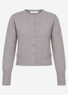 Fine knit cardigan with textured pattern - grey