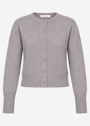 Cardigan with decorative openwork pattern - grey