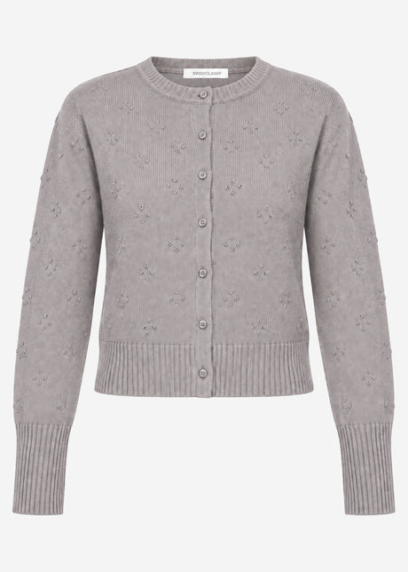 Cardigan with decorative openwork pattern - grey by SASSYCLASSY