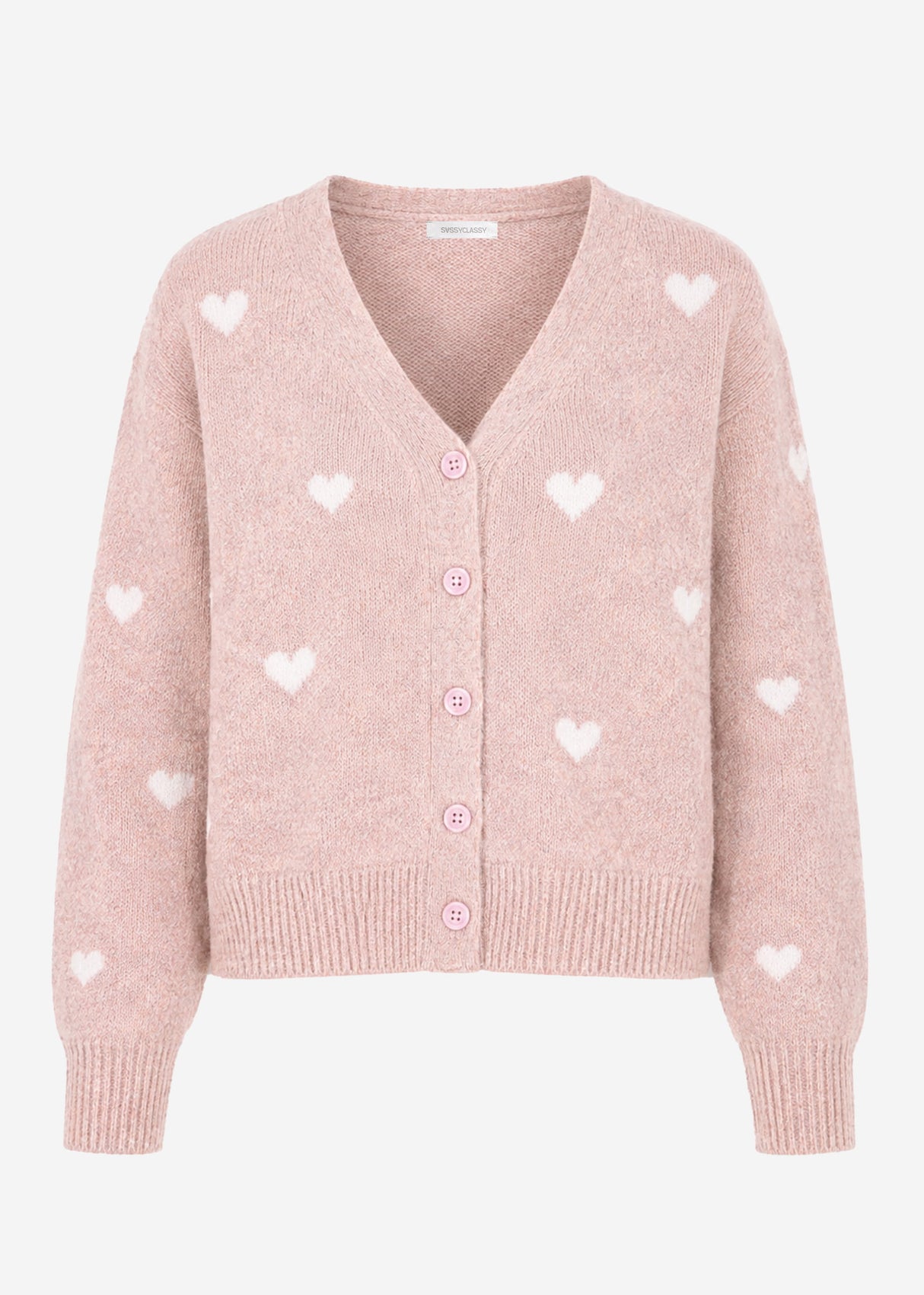 Cardigan mit weißen Herzen - beige
