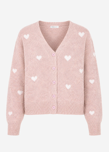 Cardigan mit weißen Herzen - beige von SASSYCLASSY