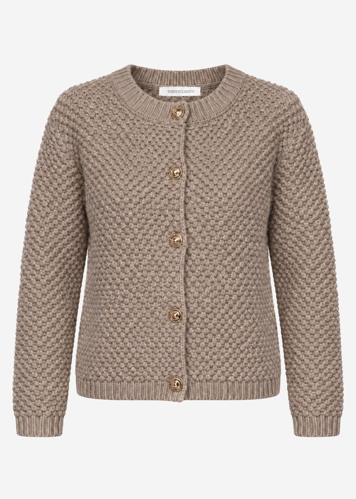 Bouclé Strickjacke - taupe