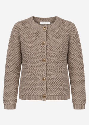 Bouclé Strickjacke - taupe