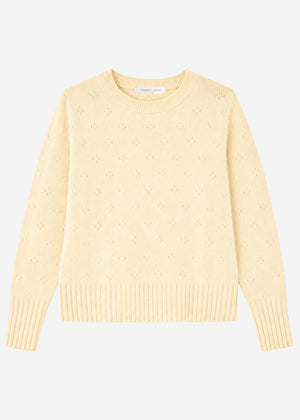 Feinstrickpullover mit Strukturmuster - gelb