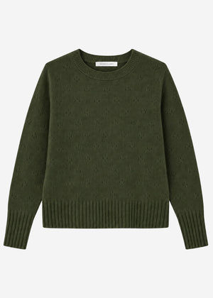 Feinstrickpullover mit Strukturmuster - grün