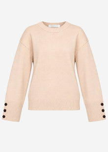 Knit jumper with button detail - beige