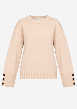 Strickpullover mit Knopfdetail - beige