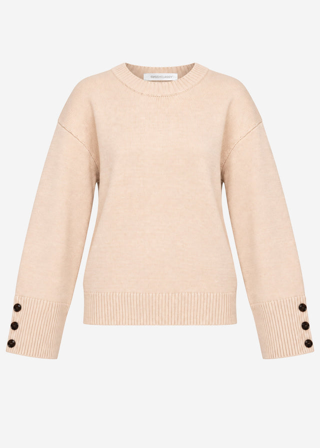 Strickpullover mit Knopfdetail - beige
