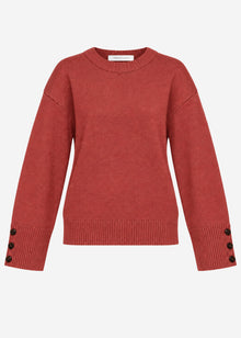 Knit jumper with button detail - rust red