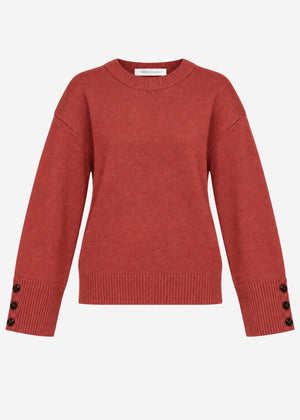 Strickpullover mit Knopfdetail - rostrot