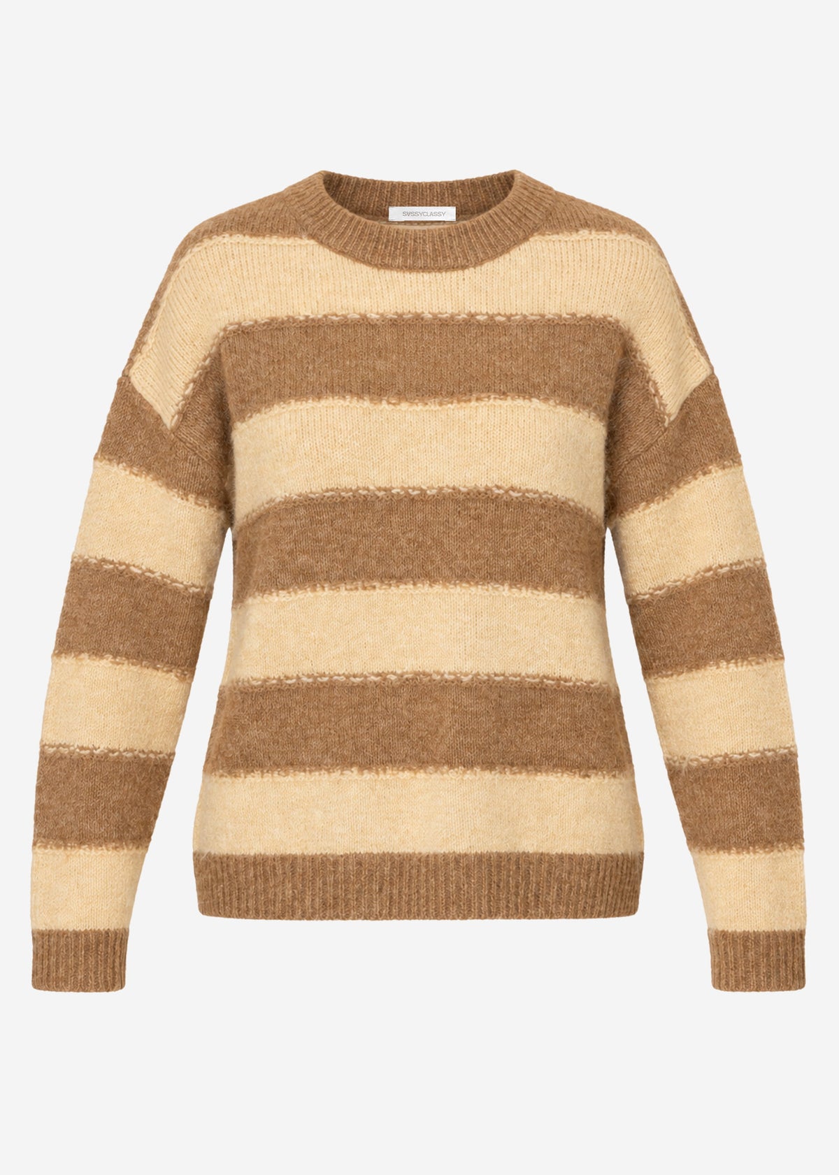 Strickpullover mit Blockstreifen - camel-beige