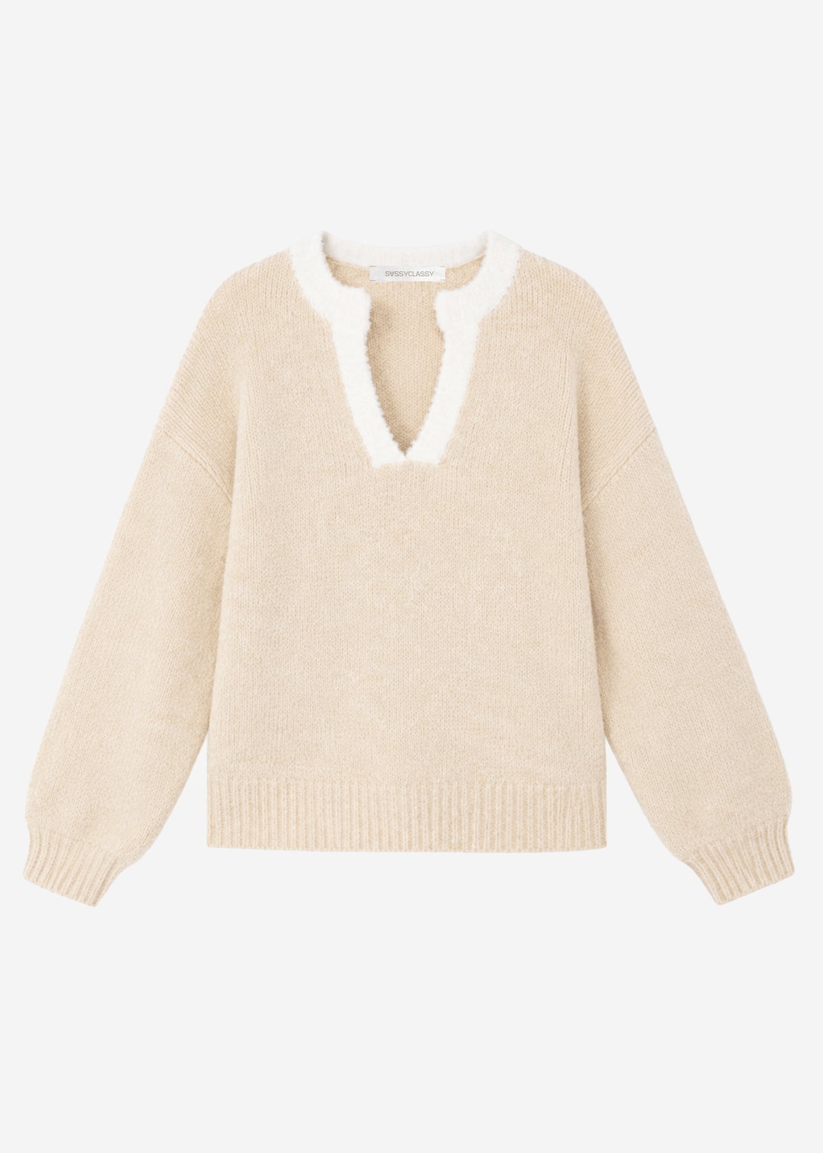 Pullover mit Blende - beige